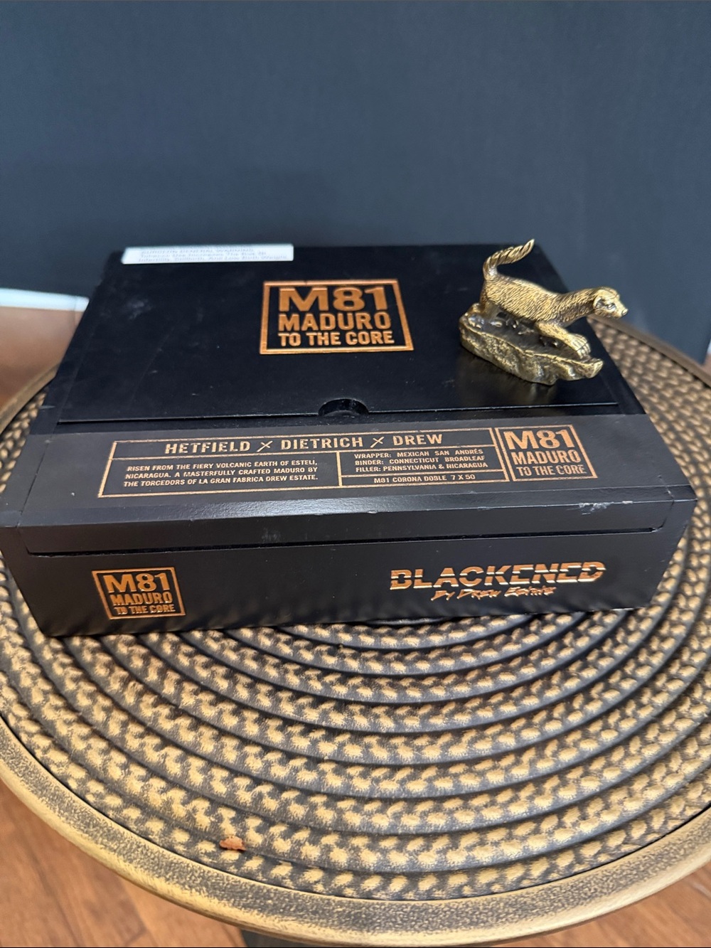 Blackened Cigar Box Maduro Matallica collab. Great storage or decor.